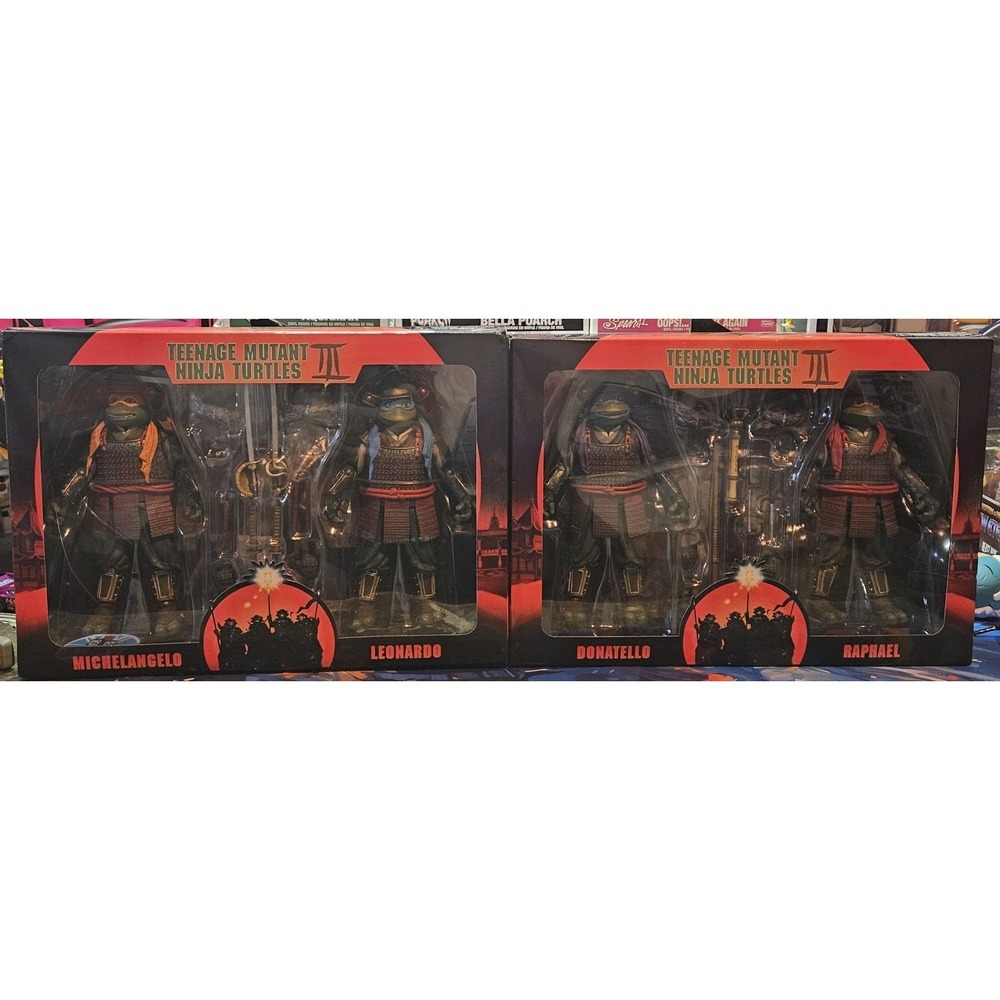 NECA Teenage Mutant Ninja Turtles Movie 3 Turtles in Time Samurai Set of 4 NEW